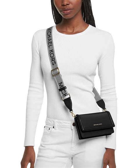 michael kors logo mini nylon crossbody with webbing strap|Michael Kors Crossbody thick strap.